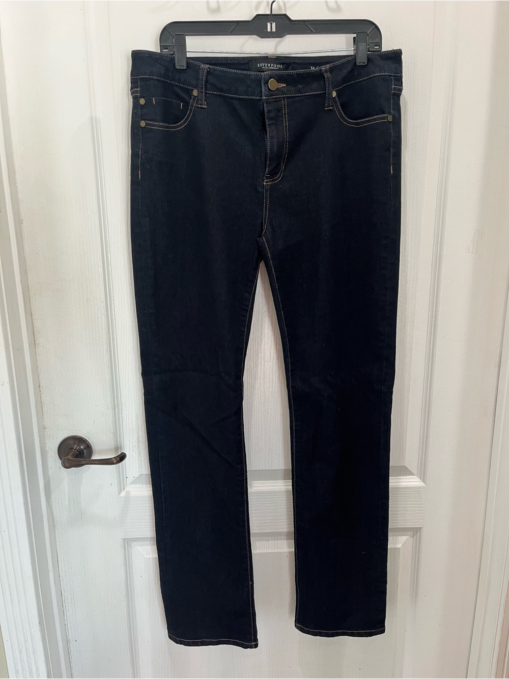 Liverpool Jeans Company Women's Straight Leg Jeans in Dark Blue